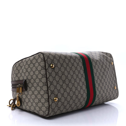Gucci GG Supreme Monogram Textured Dollar Calfskin Web Medium Ophidia Carry-On Duffle Bag Beige Ebony New Acero 4 of 9