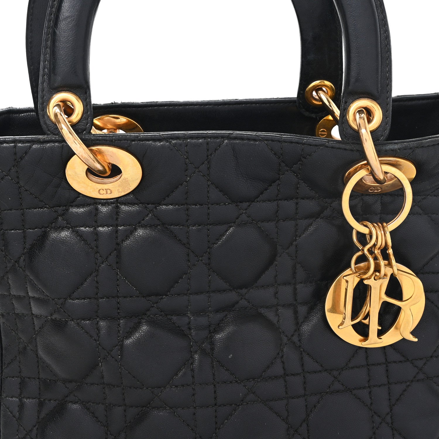 Christian Dior Lambskin Cannage Medium Lady Dior Black 8 of 12