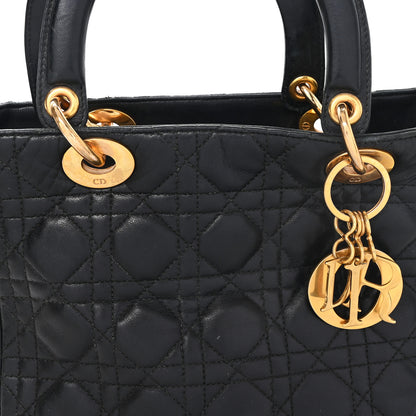 Christian Dior Lambskin Cannage Medium Lady Dior Black 8 of 12