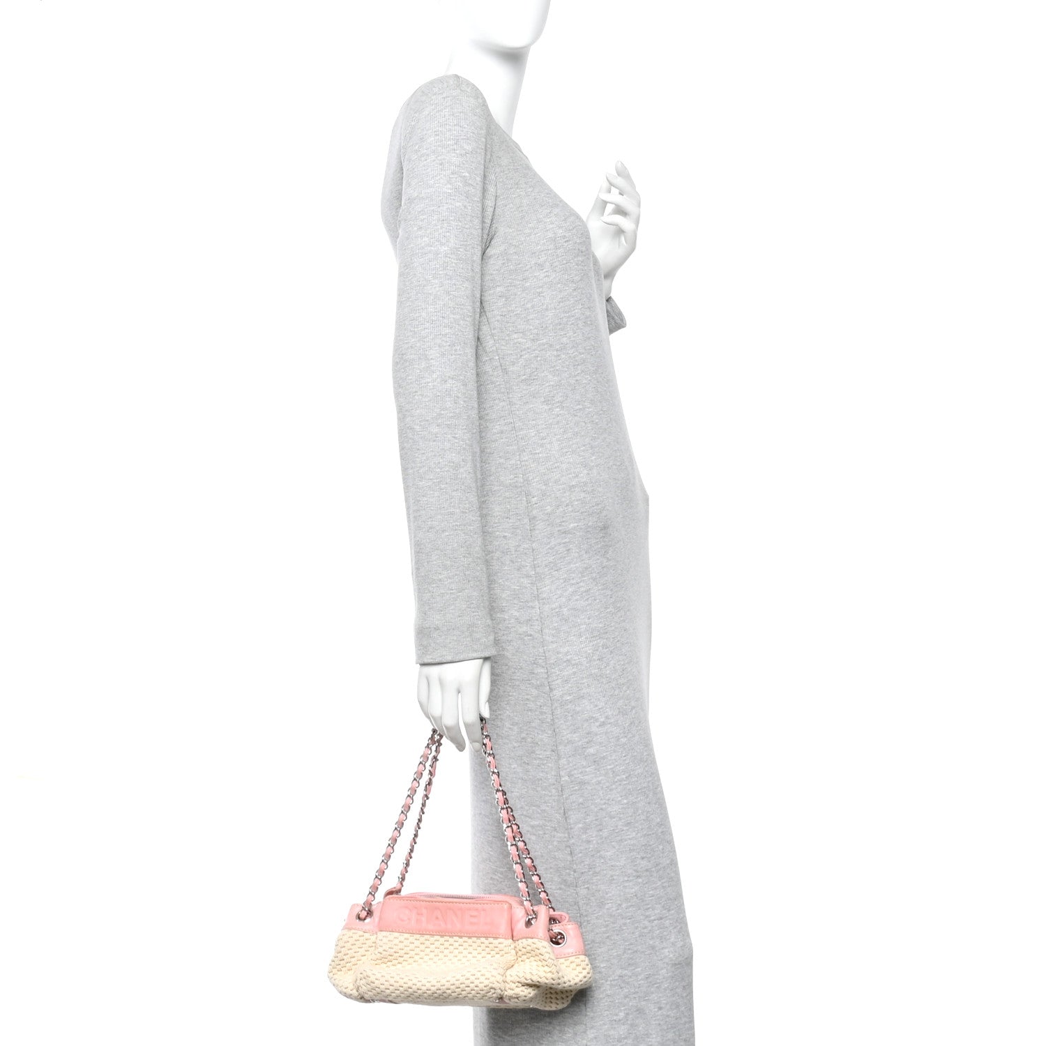 Chanel Canvas Woven Lambskin Lax Accordion Hobo Pink 2 of 13