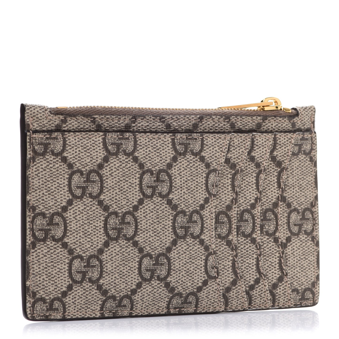X BALENCIAGA GG Supreme Monogram Zip Card Case Beige Ebony