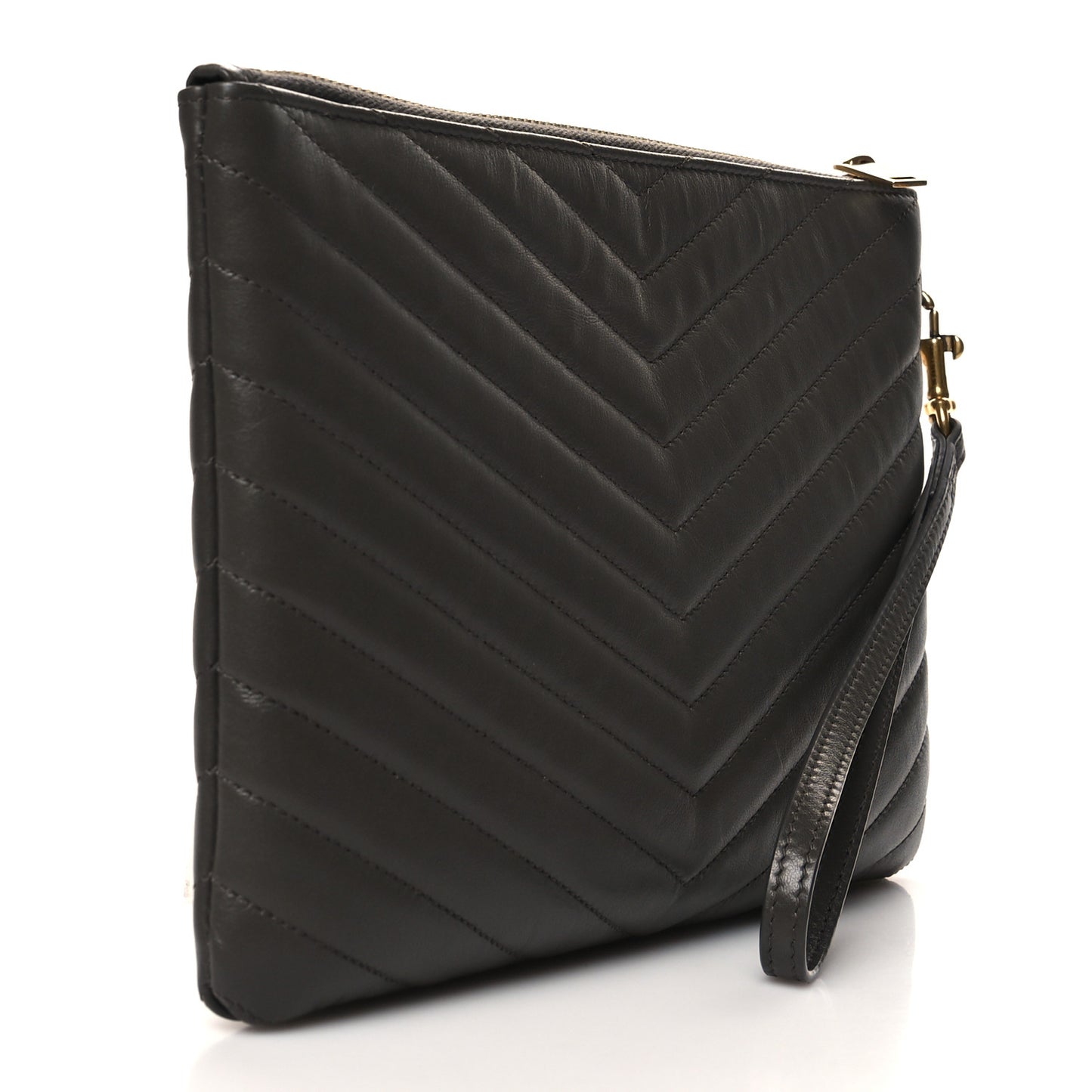 Calfskin Matelasse Chevron Monogram A5 Wristlet Pebble