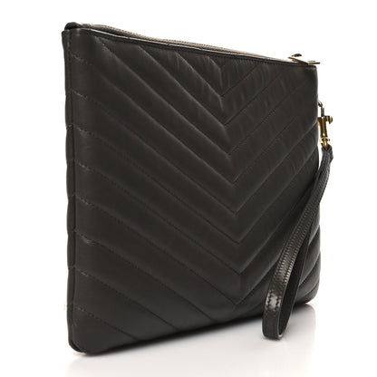 Saint Laurent Calfskin Matelasse Chevron Monogram A5 Wristlet Pebble 2 of 11