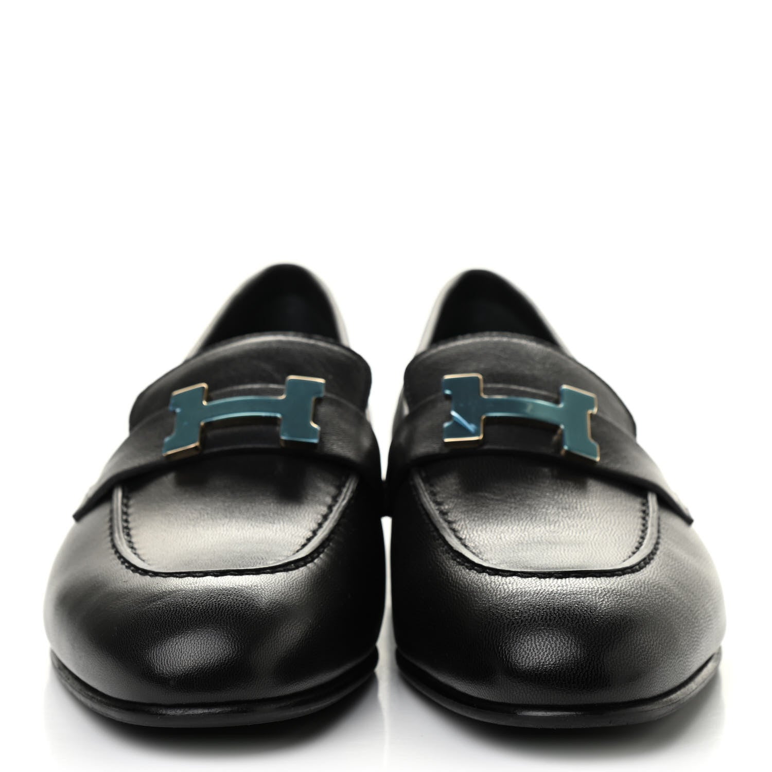Hermes Goatskin Womens Paris Loafers 37 Black 2 of 8