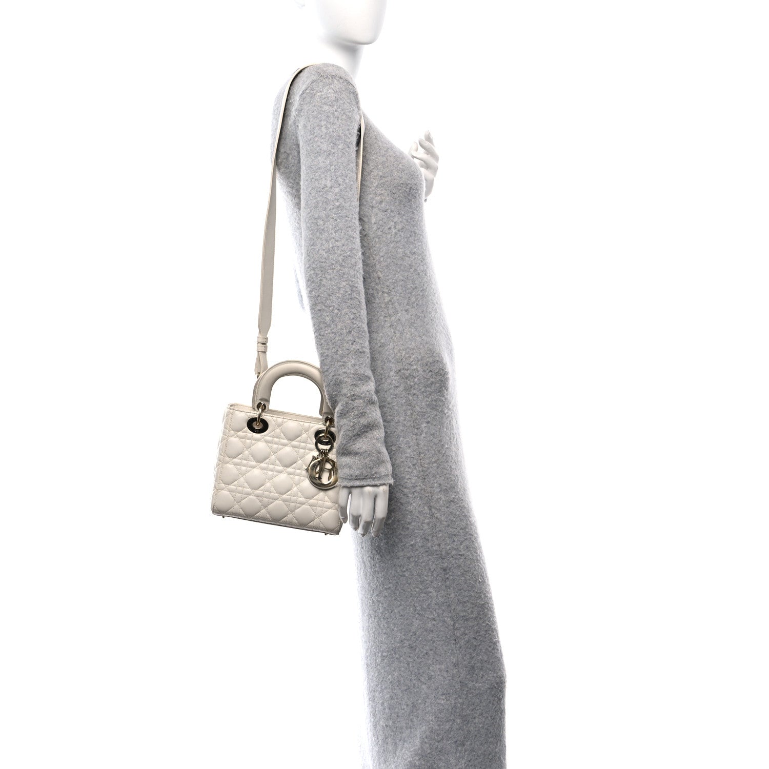 Christian Dior Lambskin Cannage Small Lady Dior White 2 of 10