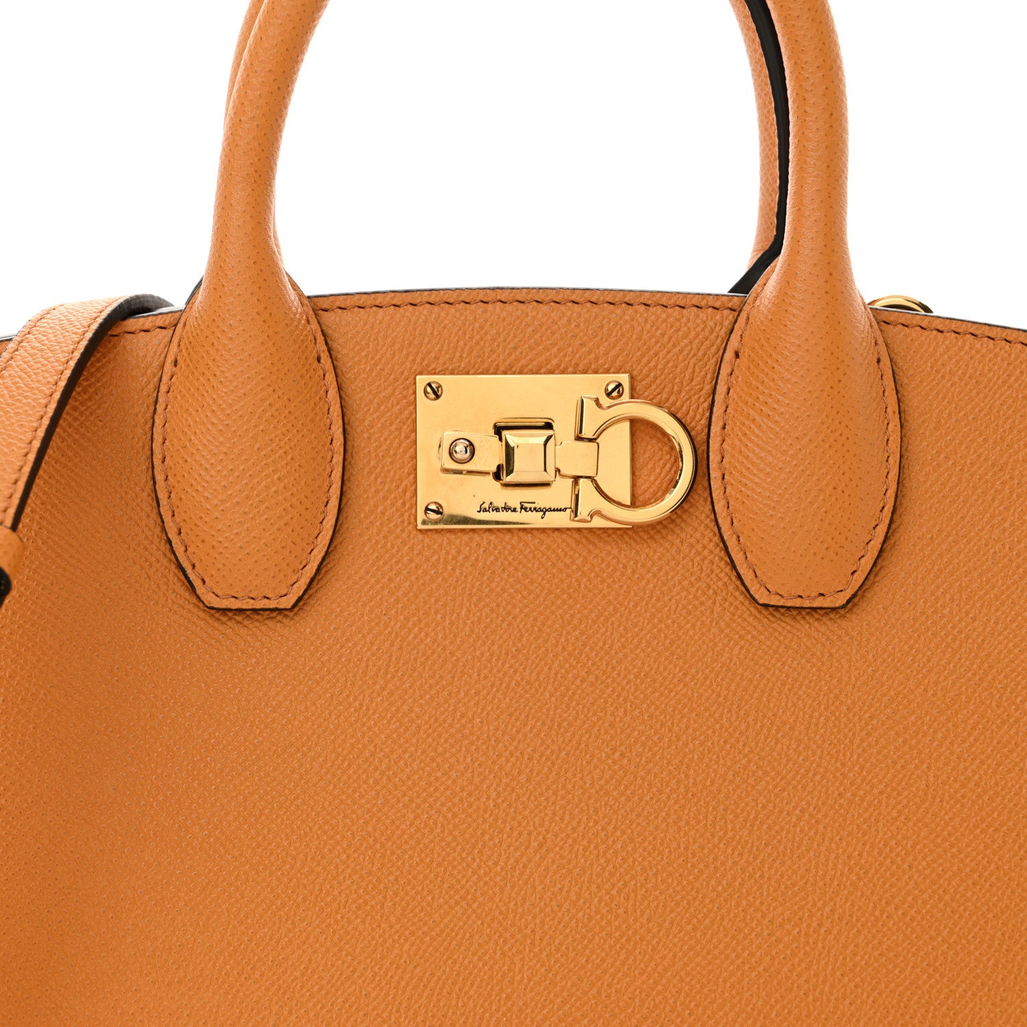Salvatore Ferragamo Hammered Calfskin Small The Studio Box Bag Olivello 7 of 9