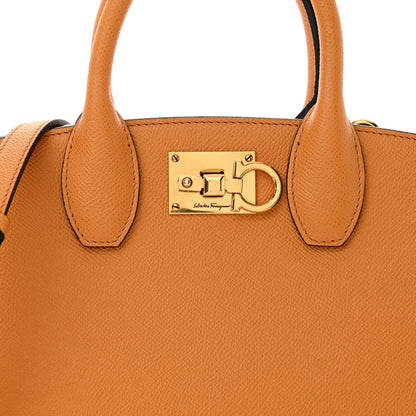 Salvatore Ferragamo Hammered Calfskin Small The Studio Box Bag Olivello 7 of 9