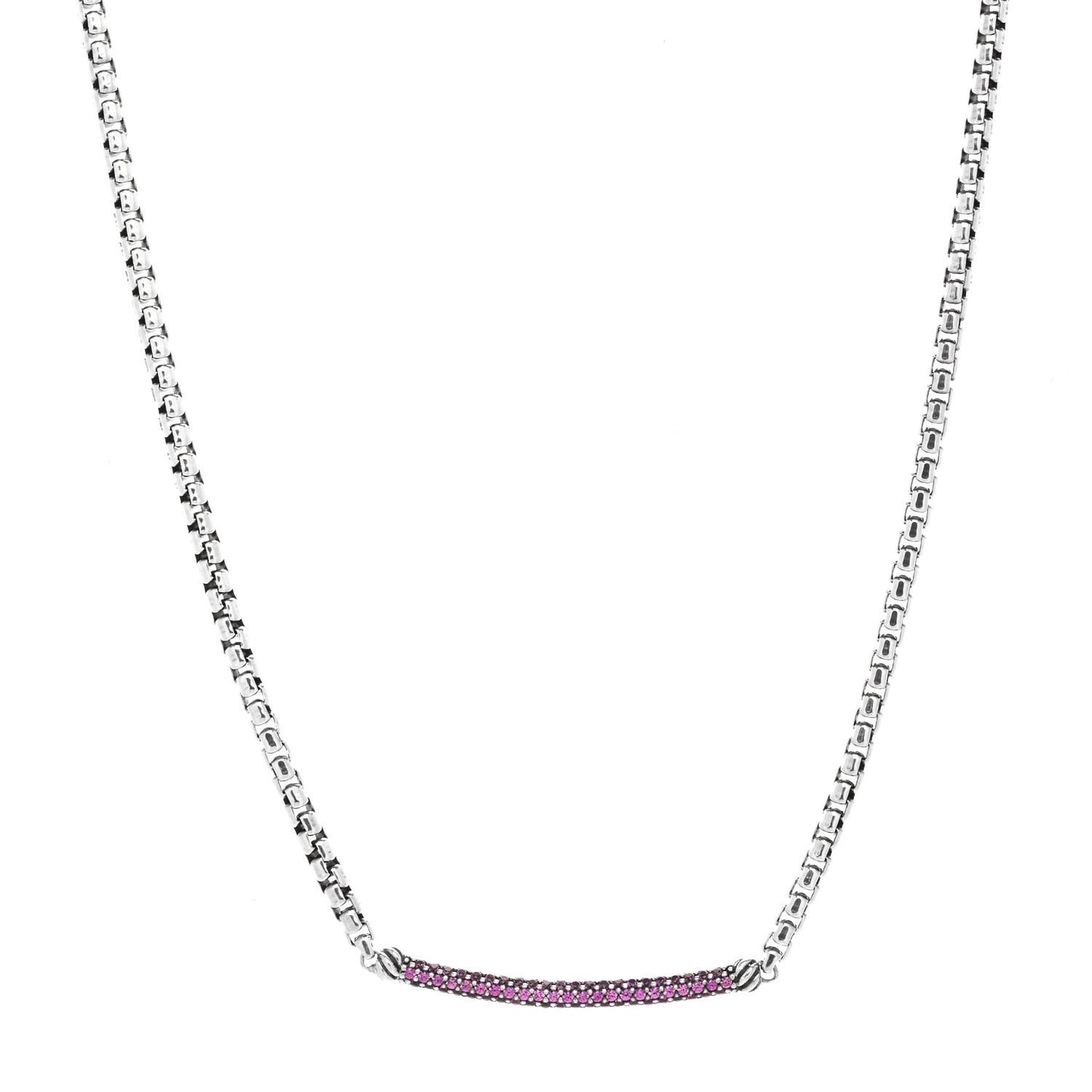 Sterling Silver Pink Sapphire Petite Metro Bar Pendant Necklace