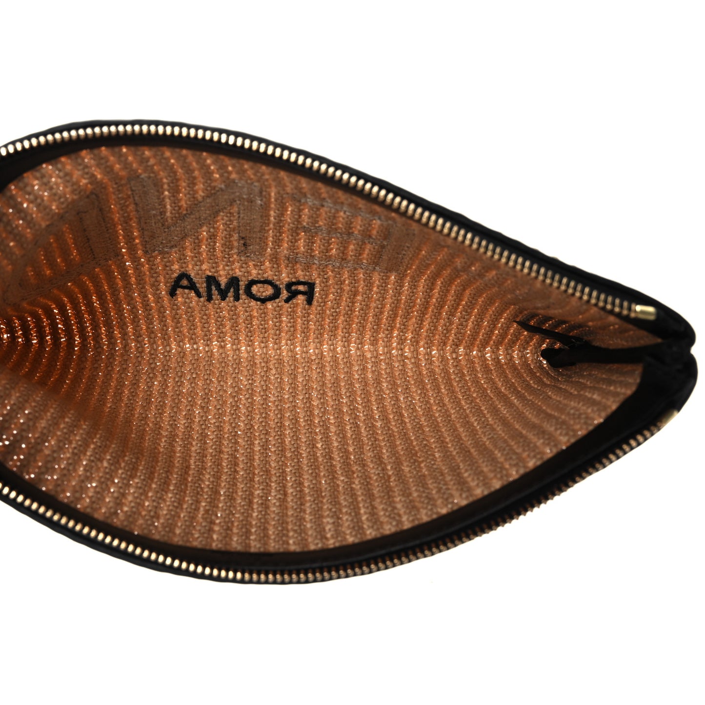 Straw Vitello King Logo Woven Large Flat Pouch Paglia Black