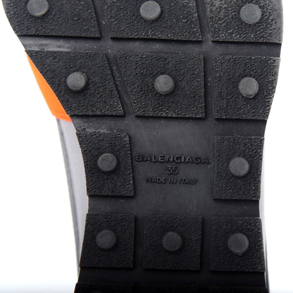 Balenciaga Calfskin Neoprene Mesh Womens Race Runner Sneakers 35 Grey Orange 9 of 10