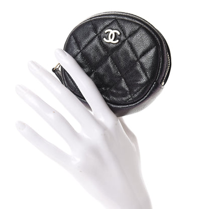 Chanel Iridescent Caviar Quilted Zip Around Classic Coin Purse Black 2 of 7