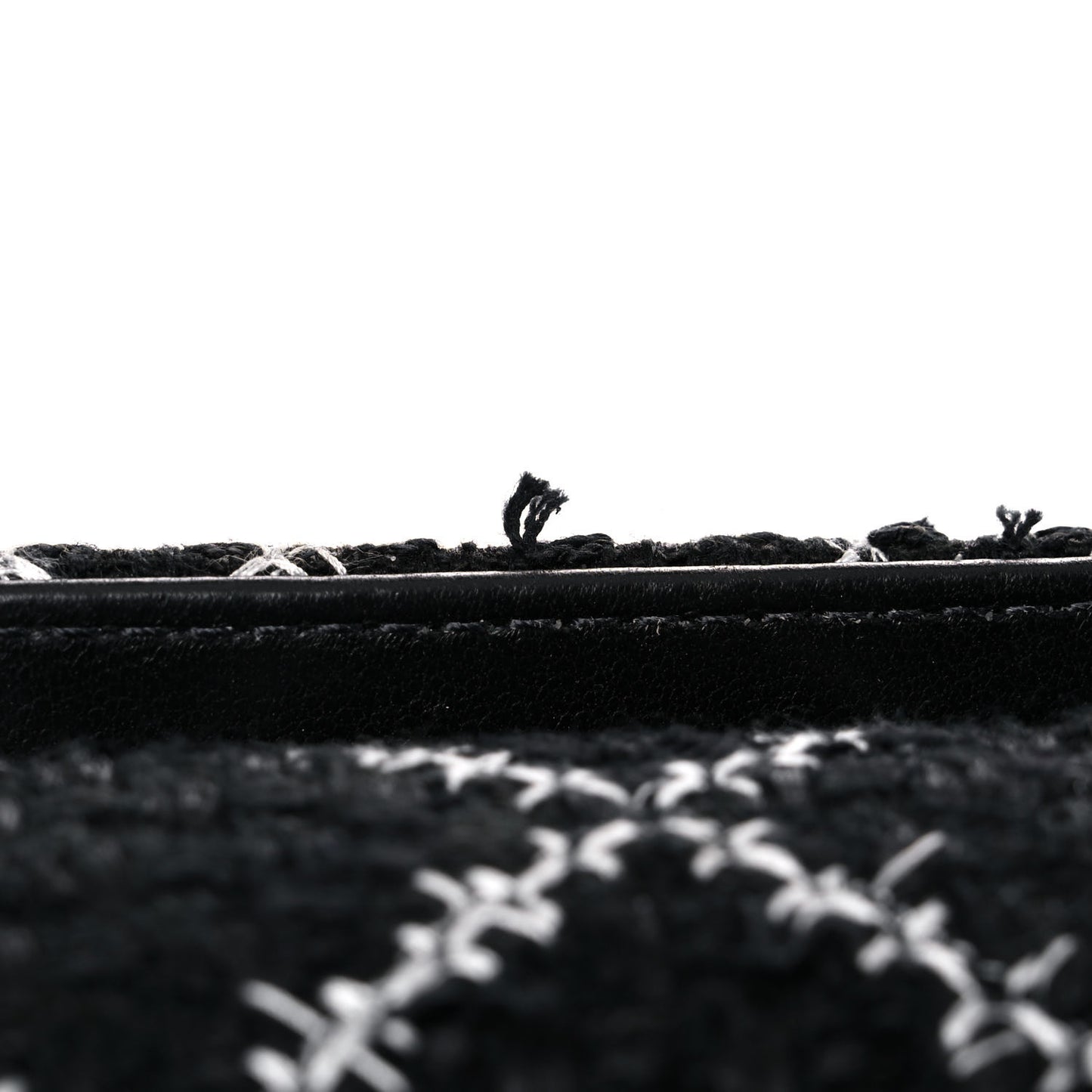 Tweed Resin Small Zipped Shopping Bag Black White