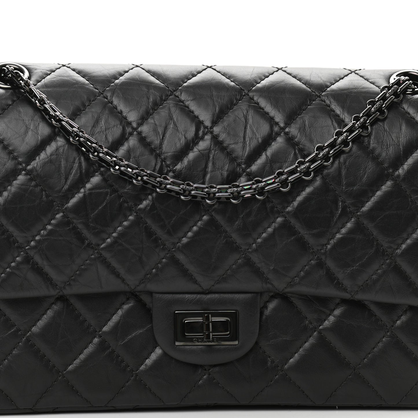 Aged Calfskin Quilted 2.55 Reissue 226 Flap So Black