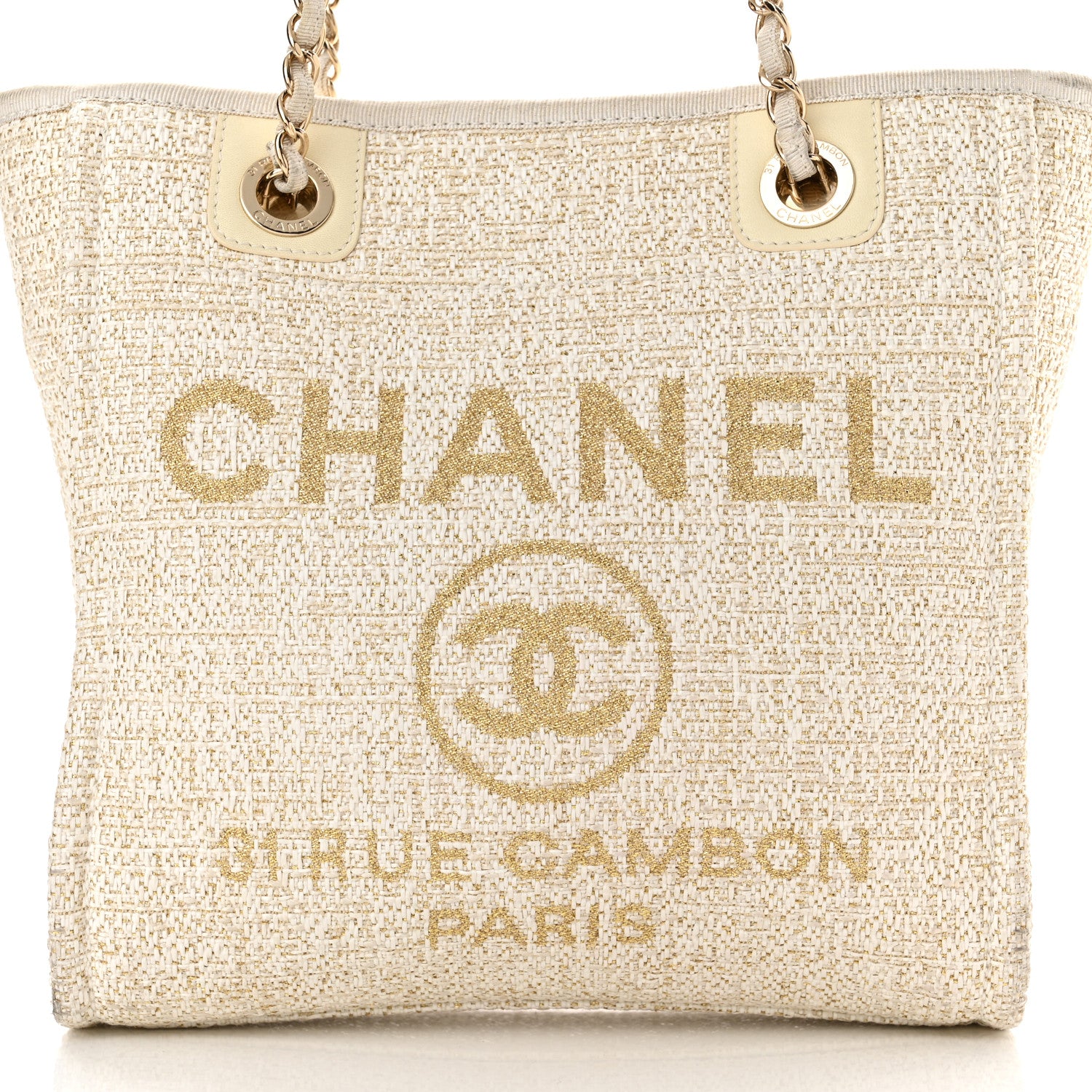 Chanel Lurex Boucle Mini Deauville Tote White 7 of 9