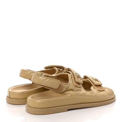 Chanel Crumpled Shiny Lambskin Velcro Dad Sandals 40 Beige 4 of 9