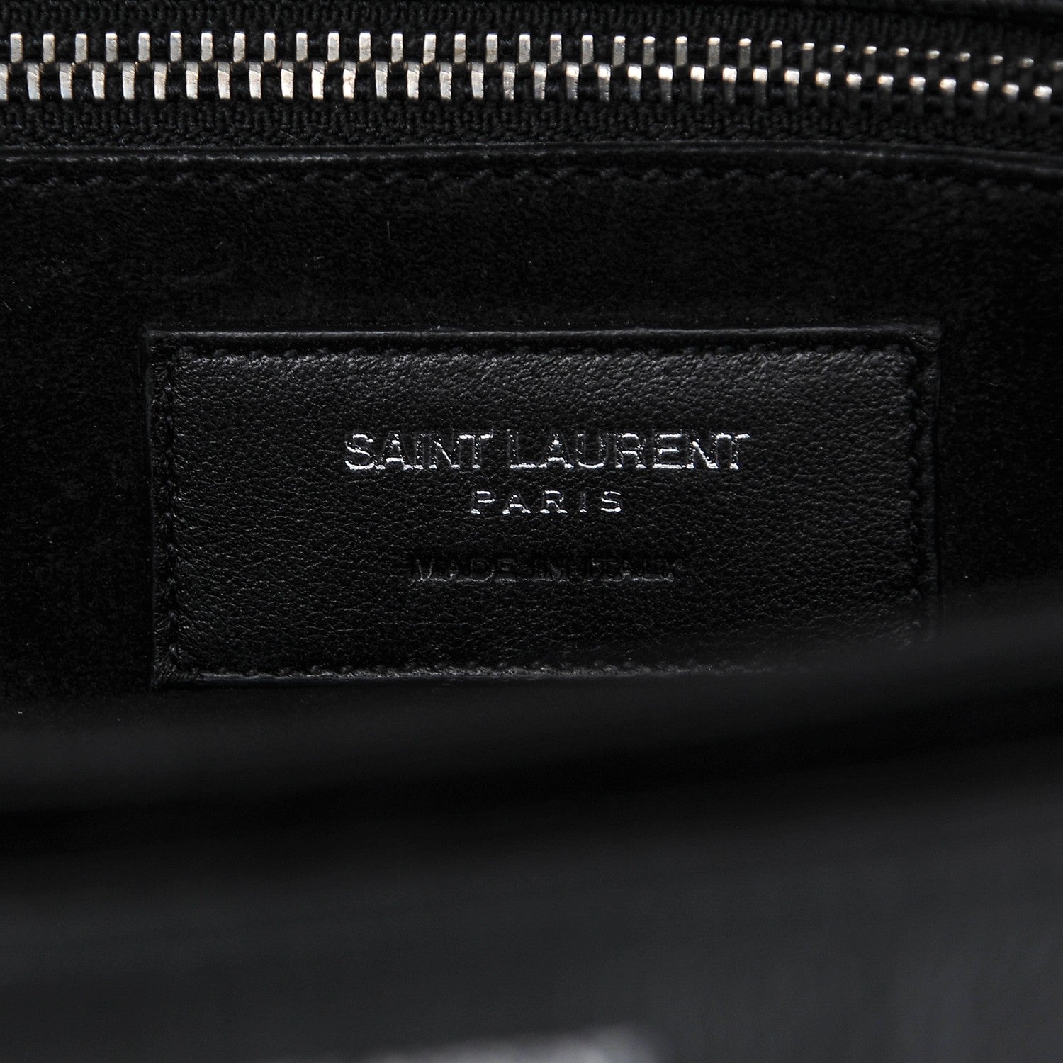 Saint Laurent Calfskin Crocodile Embossed Medium Monogram Universite Bag Black 6 of 7