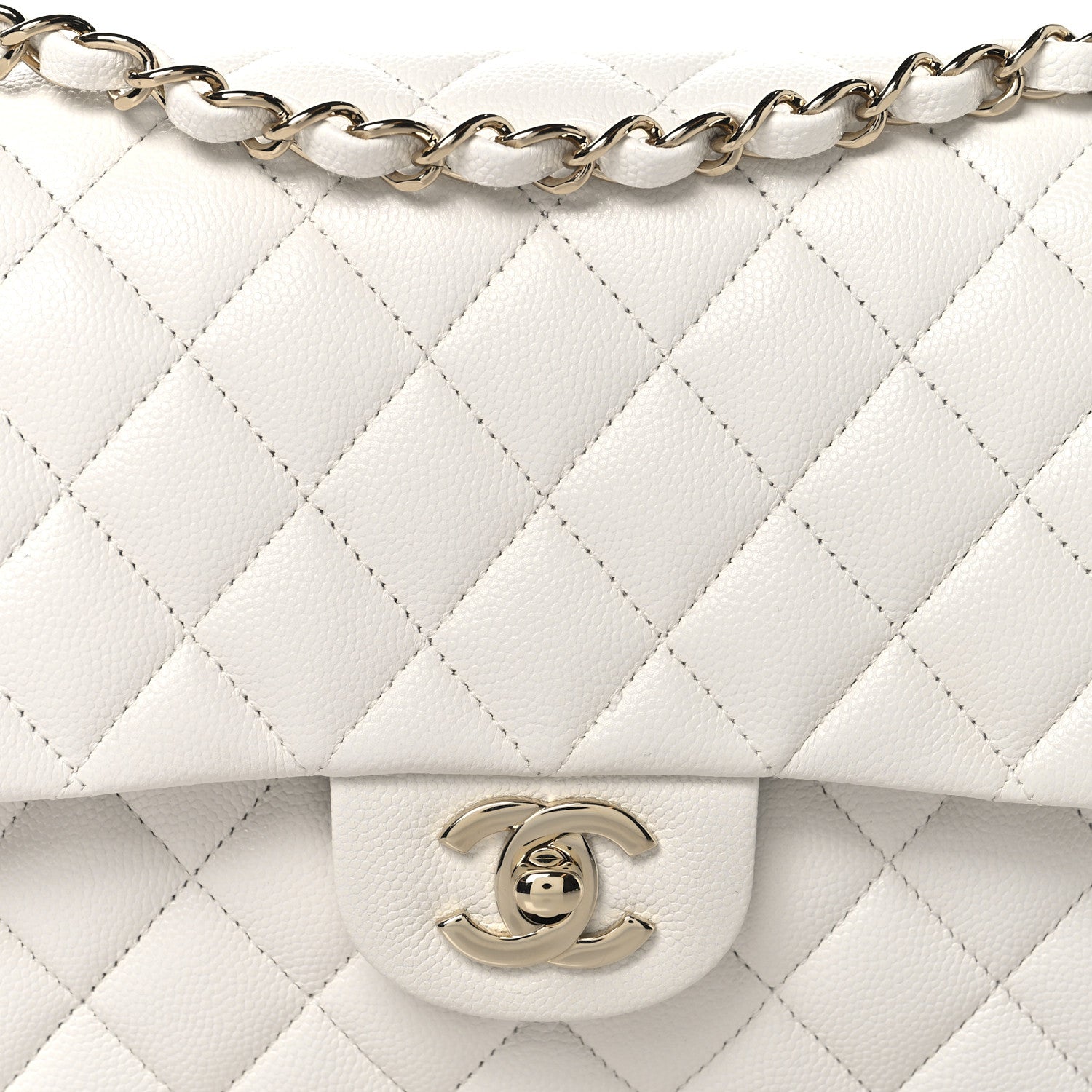 Chanel Caviar Quilted Medium Double Flap White 8 of 11