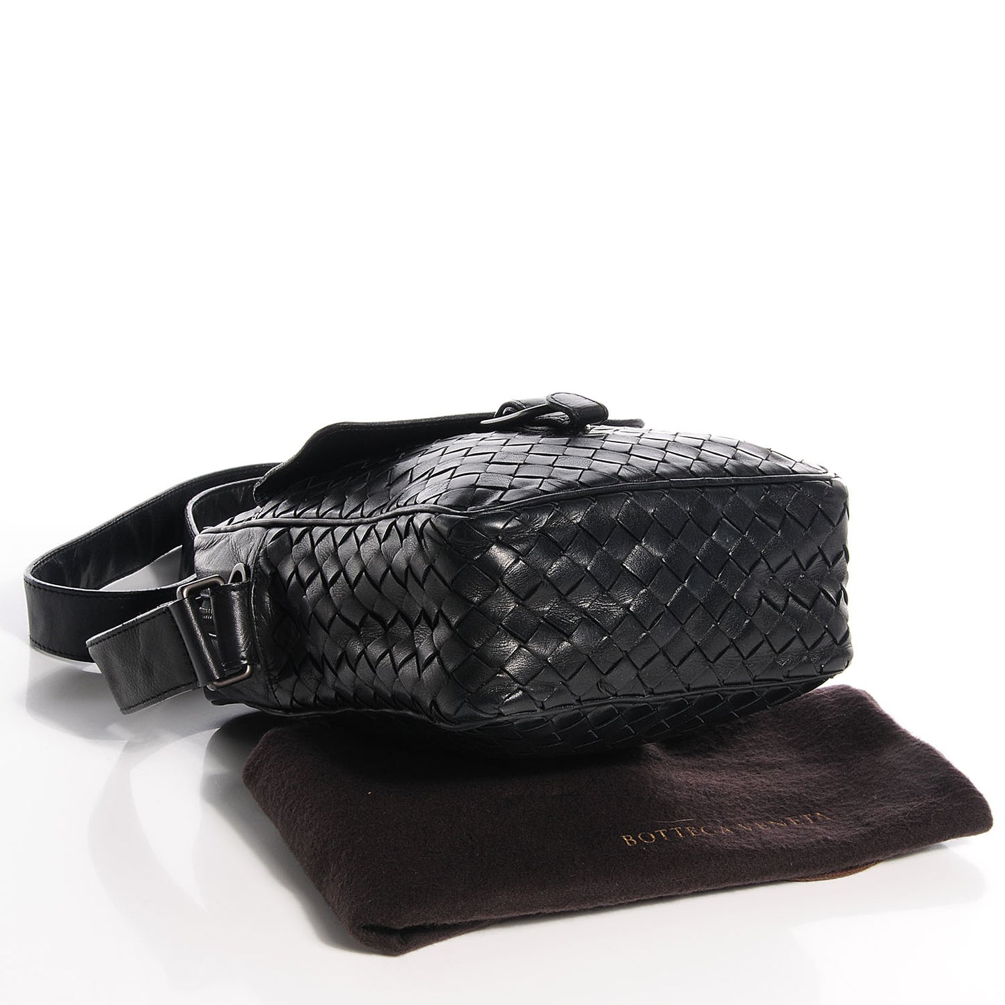 Nappa Intrecciato Messenger Bag Nero