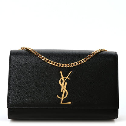 Saint Laurent Grain De Poudre Medium Classic Monogram Kate Satchel Black 1 of 10