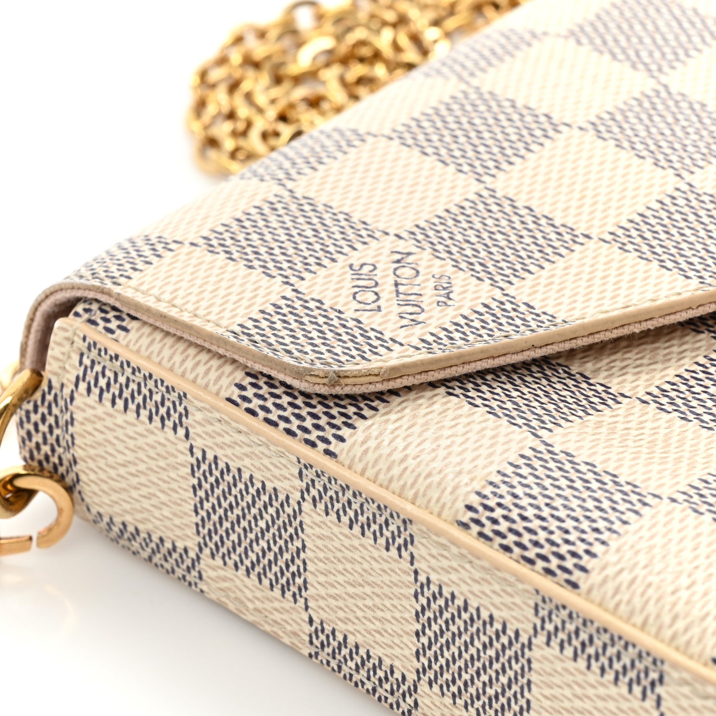 LOUIS VUITTON Damier Azur Pochette Felicie Chain Wallet Rose Ballerine