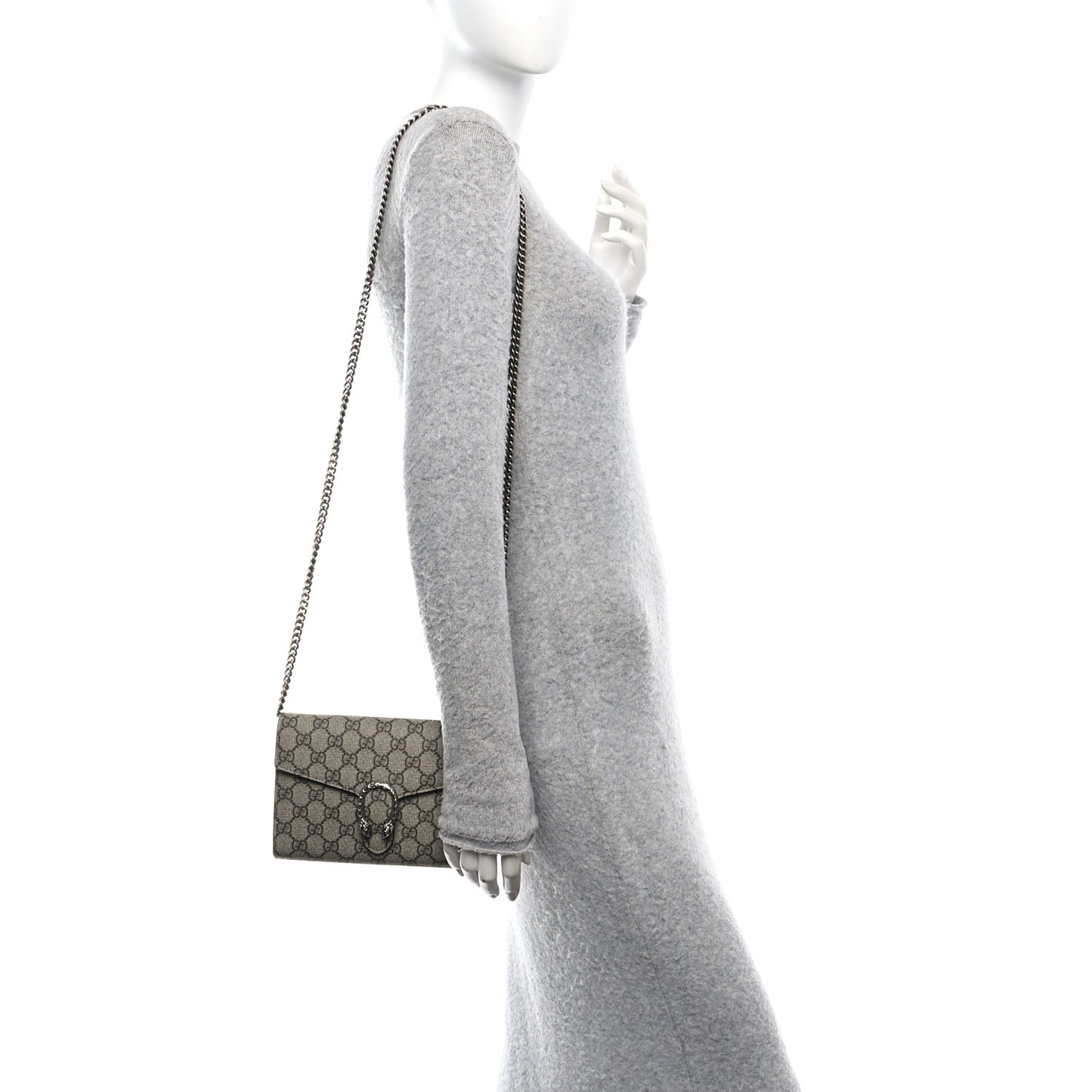 GG Supreme Monogram Mini Dionysus Chain Wallet Beige Taupe