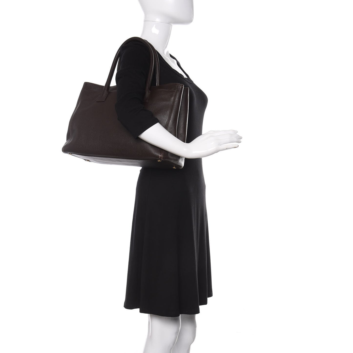 Calfskin Cerf Executive Shopper Tote Brown