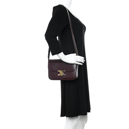 Celine Shiny Calfskin Medium Triomphe Light Burgundy 2 of 15
