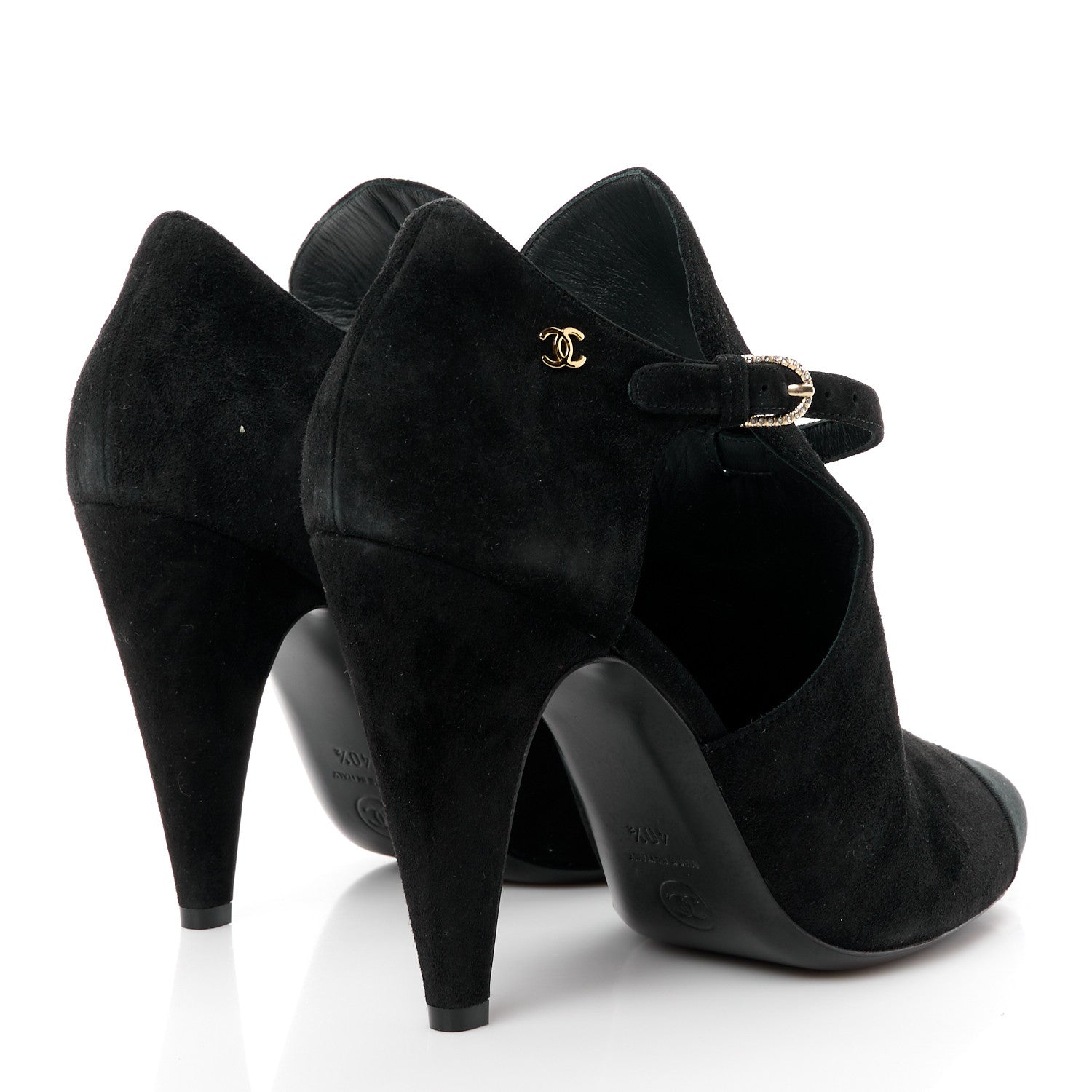 Chanel Suede Calfskin Grosgrain Cut Out Pumps 40.5 Black 4 of 9