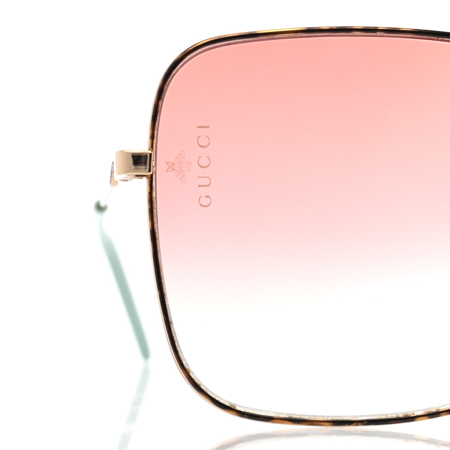 Gucci Metal Square Frame Sunglasses GG0443S Gold Pink 10 of 10
