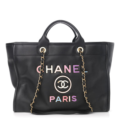 Chanel Calfskin Medium Deauville Tote Black Multicolor 3 of 13