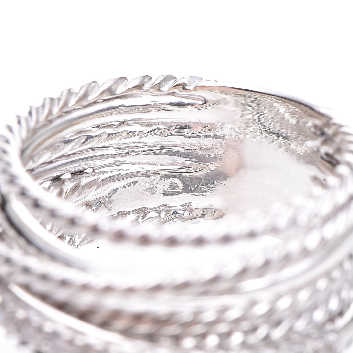 Sterling Silver Diamond 11mm Wide Crossover Cable Ring 52 6