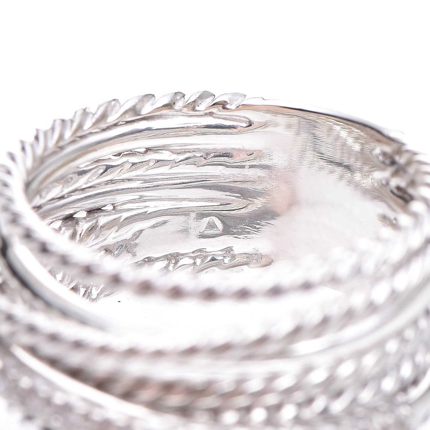 David Yurman Sterling Silver Diamond 11mm Wide Crossover Cable Ring 52 6 4 of 5
