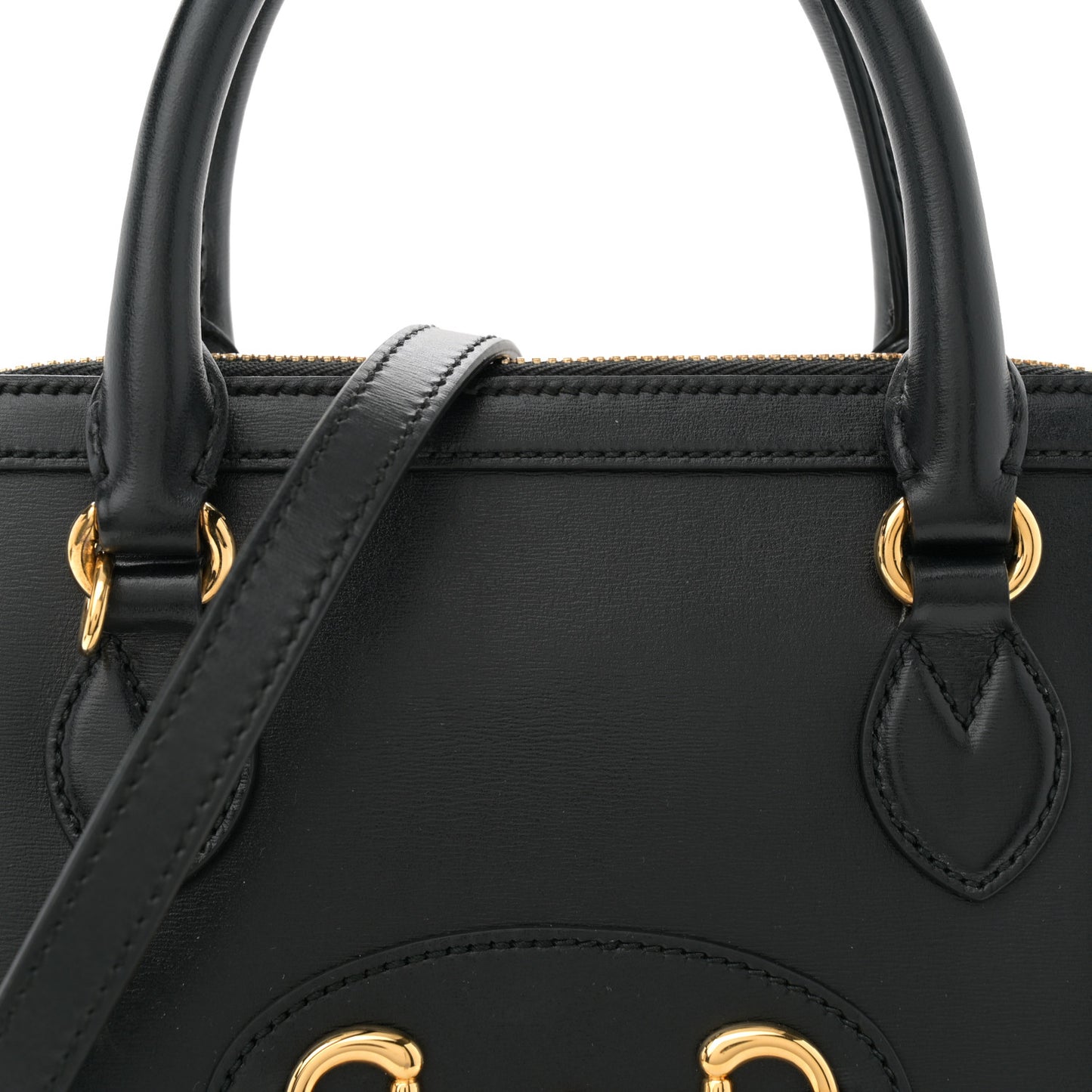 Boarded Plutone Calfskin Small Horsebit 1955 Top Handle Bag Black