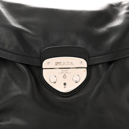 Prada Cervo Antik Easy A Foldover Pushlock Flap Shoulder Bag Black 7 of 12