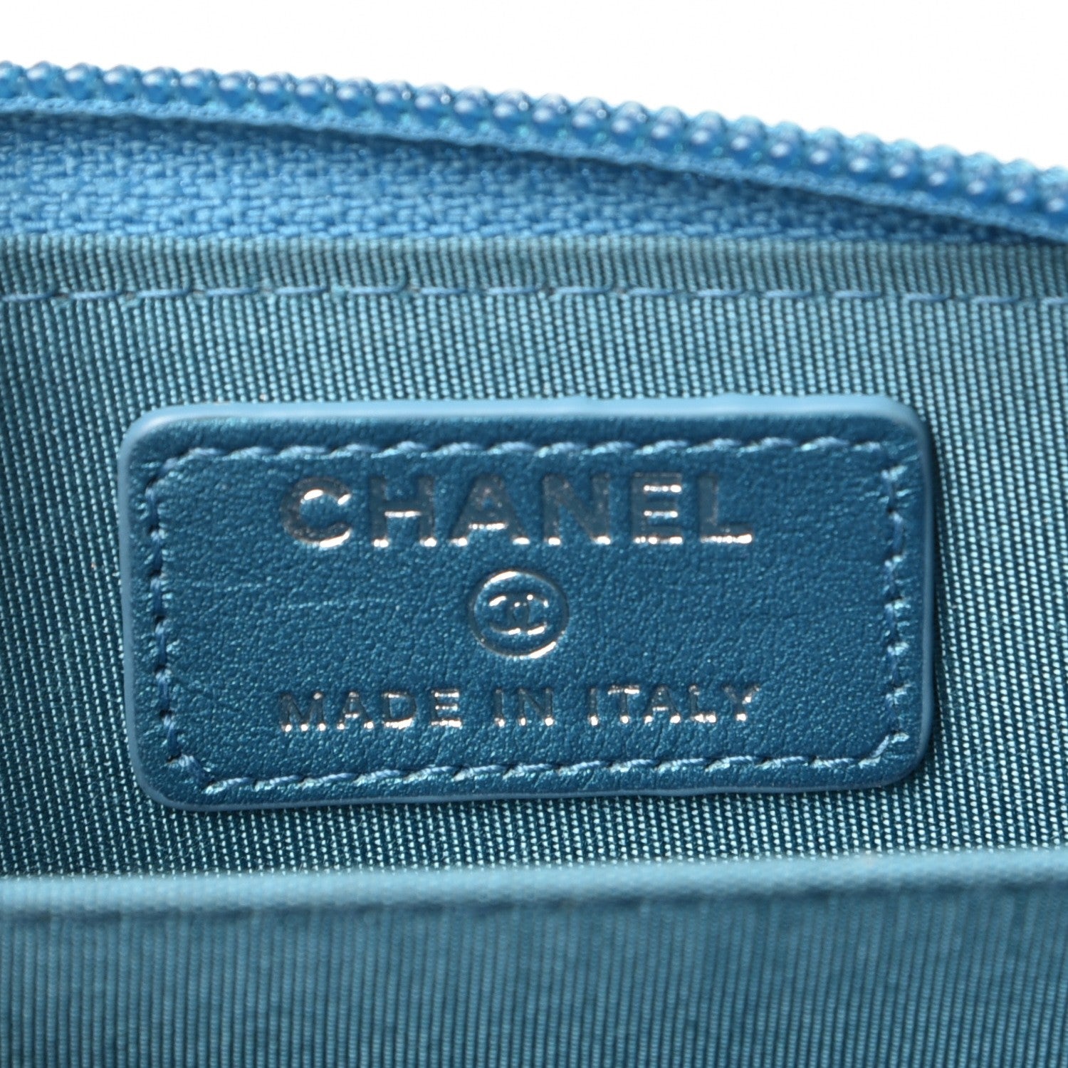 Chanel Metallic Caviar Quilted Boy Zip Around Coin Purse Wallet Turquoise 6 of 8