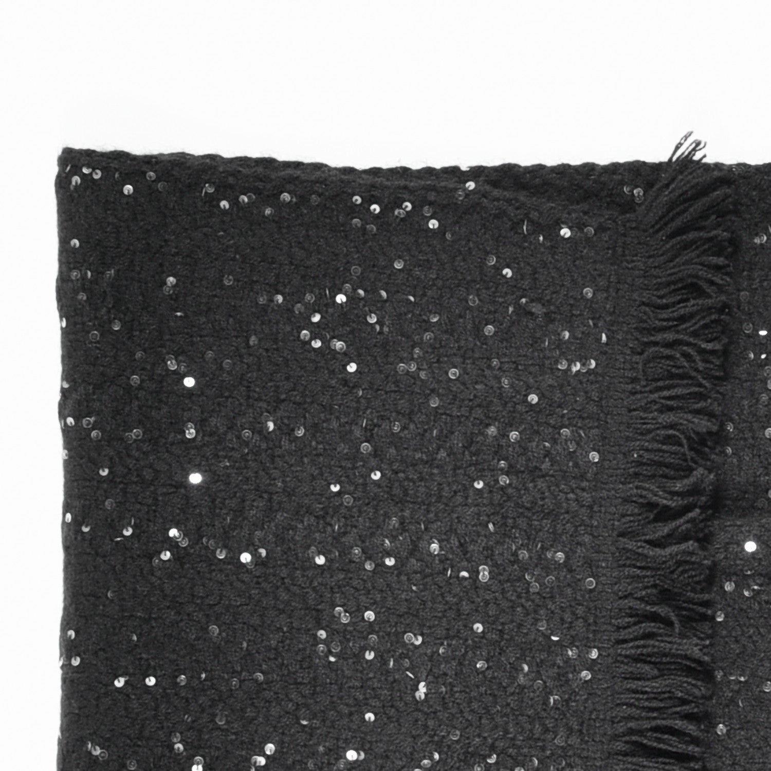 Chanel Cashmere Silk Sequin CC Scarf Black 4 of 4