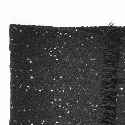 Chanel Cashmere Silk Sequin CC Scarf Black 4 of 4