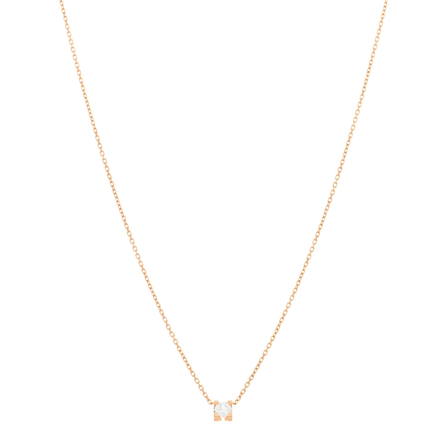 18K Pink Gold Diamond .20ct C De Cartier Pendant Necklace