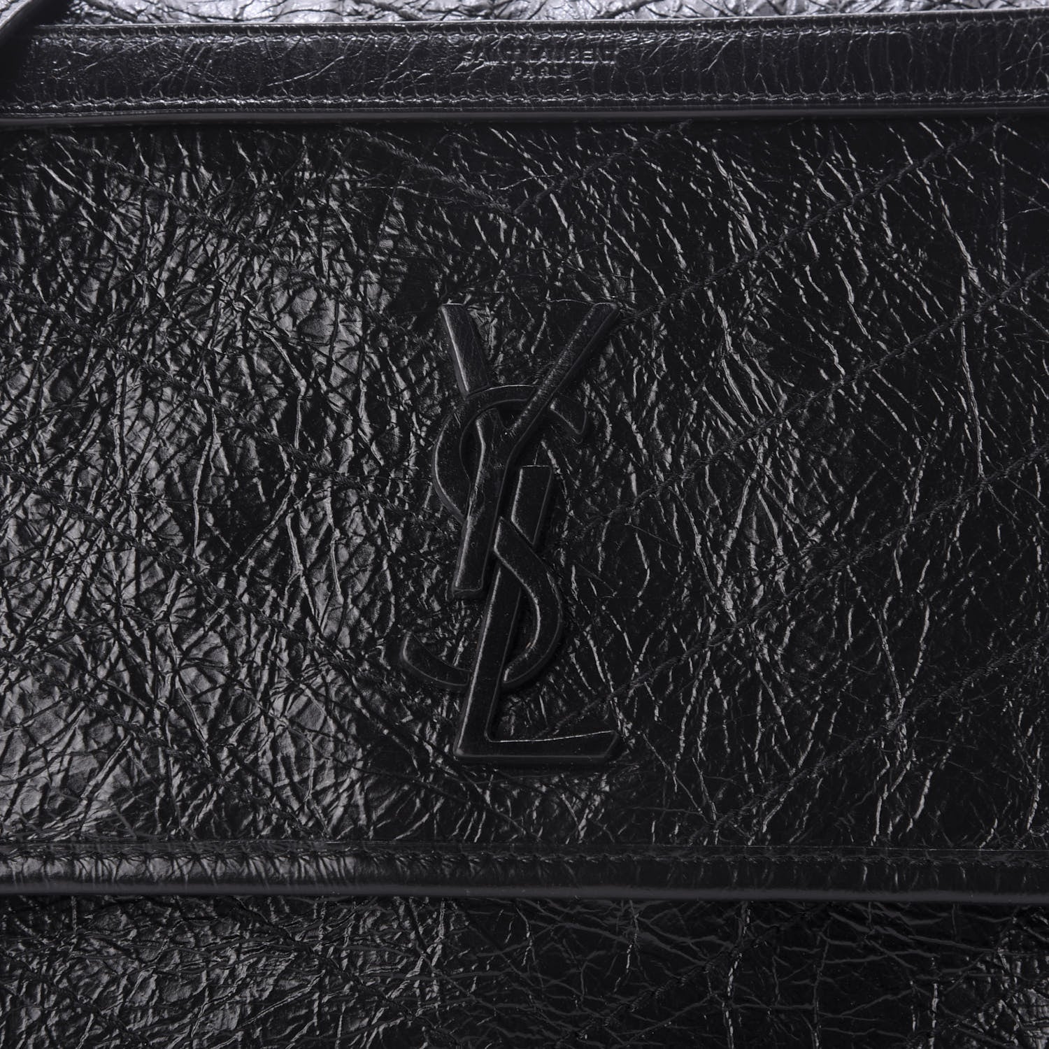 Saint Laurent Crinkled Calfskin Matelasse Monogram Medium Niki Chain Satchel Black 8 of 10
