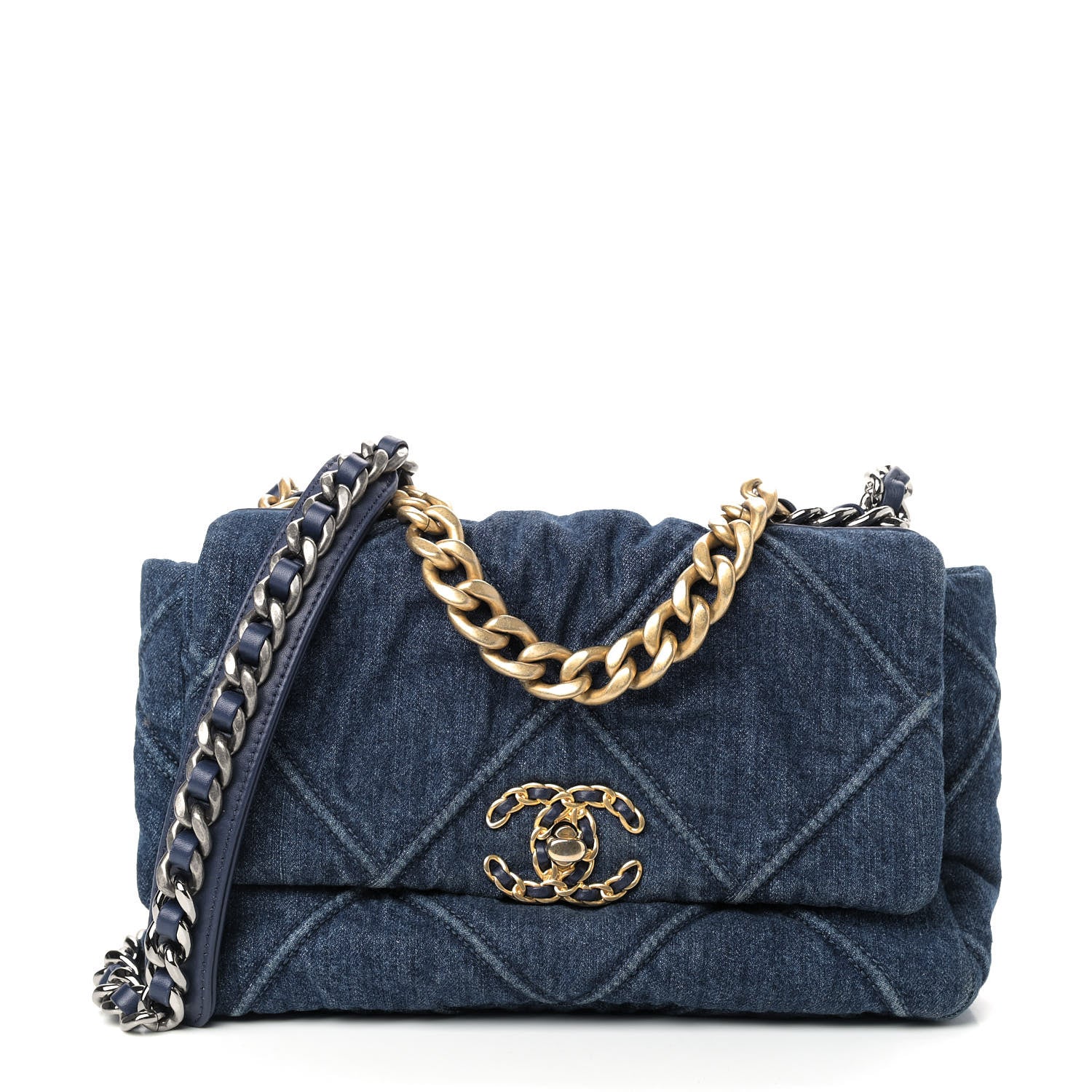 Chanel Denim Quilted Medium Chanel 19 Flap Blue 1 of 8