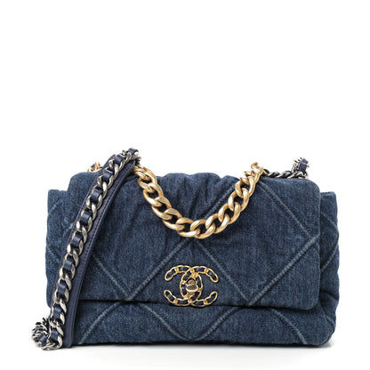 Chanel Denim Quilted Medium Chanel 19 Flap Blue 1 of 8