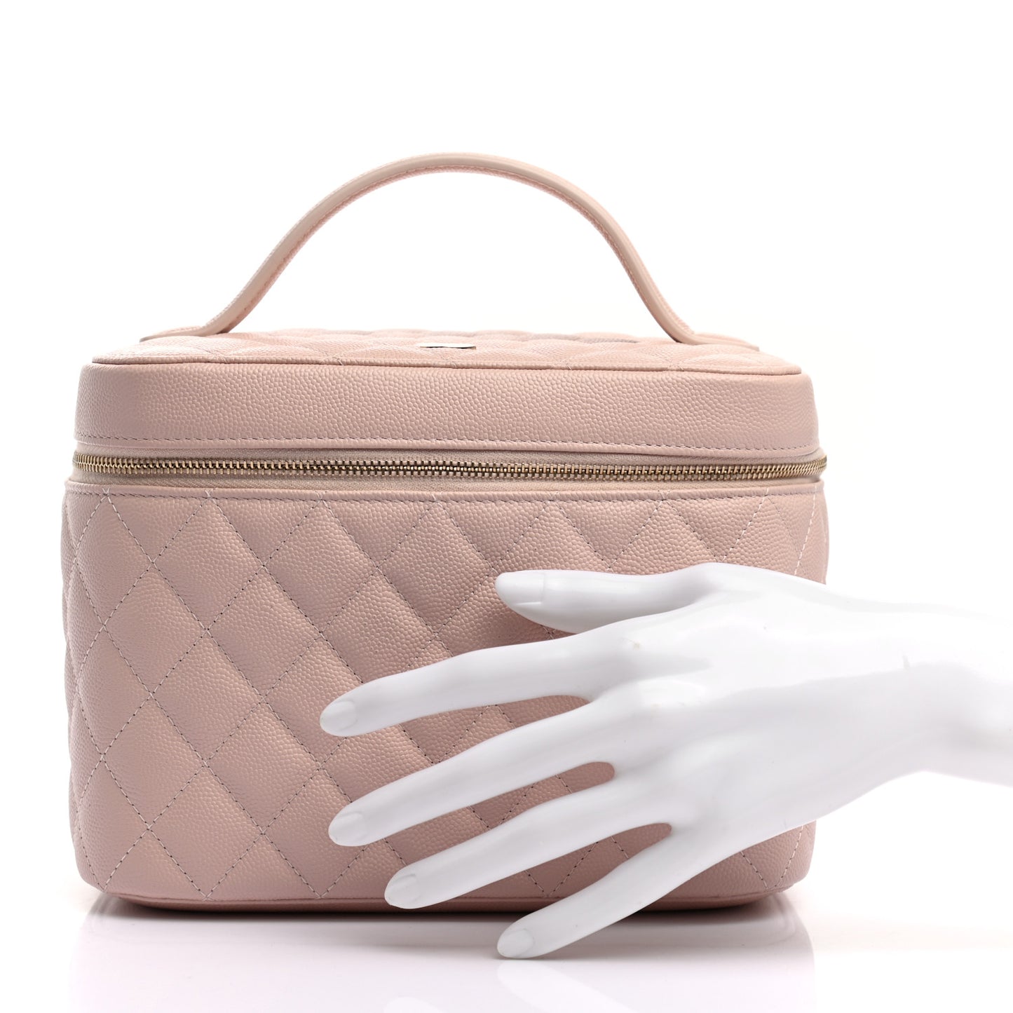 Caviar Quilted Large Vanity Pouch Light Pink