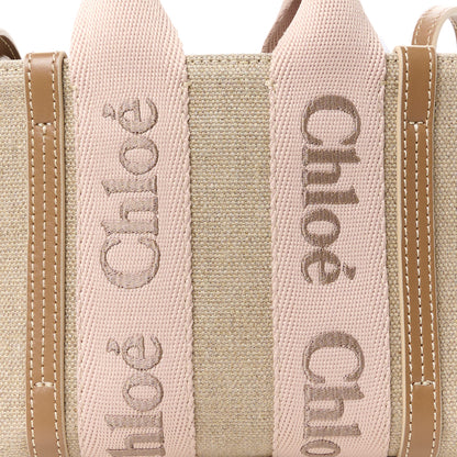 Chloe Linen Calfskin Mini Woody Ribbon Tote With Strap Blushy Beige 9 of 11