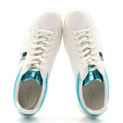 Louis Vuitton Calfskin Mens Luxembourg Sneakers 9.5 White Bleu 2 of 10