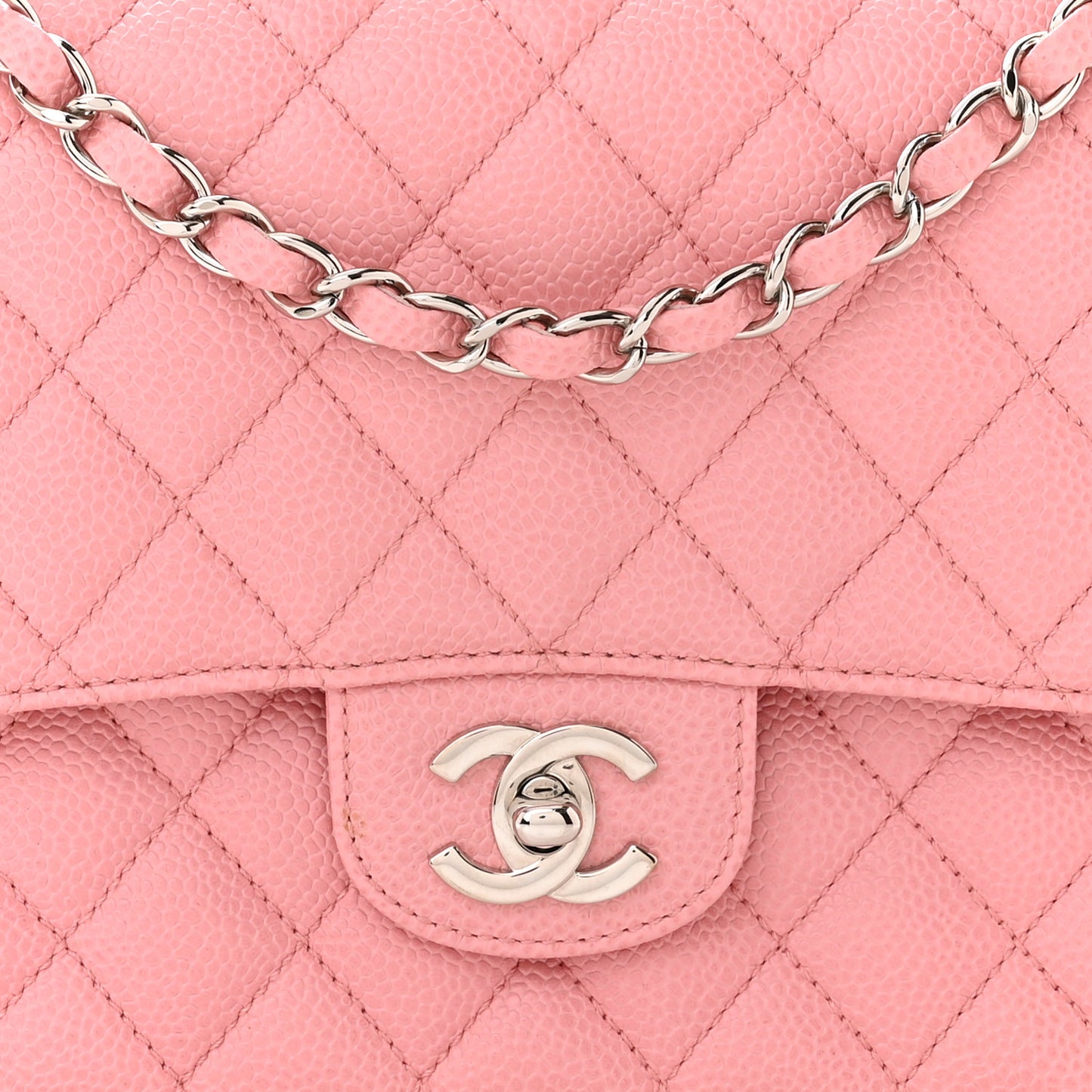 Caviar Quilted Medium Double Flap Pink