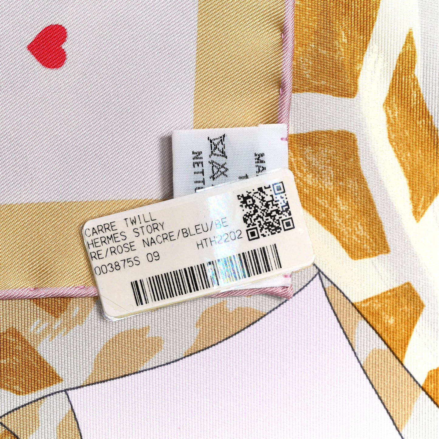 Silk Story Scarf 90 Rose Nacre Bleu Beige