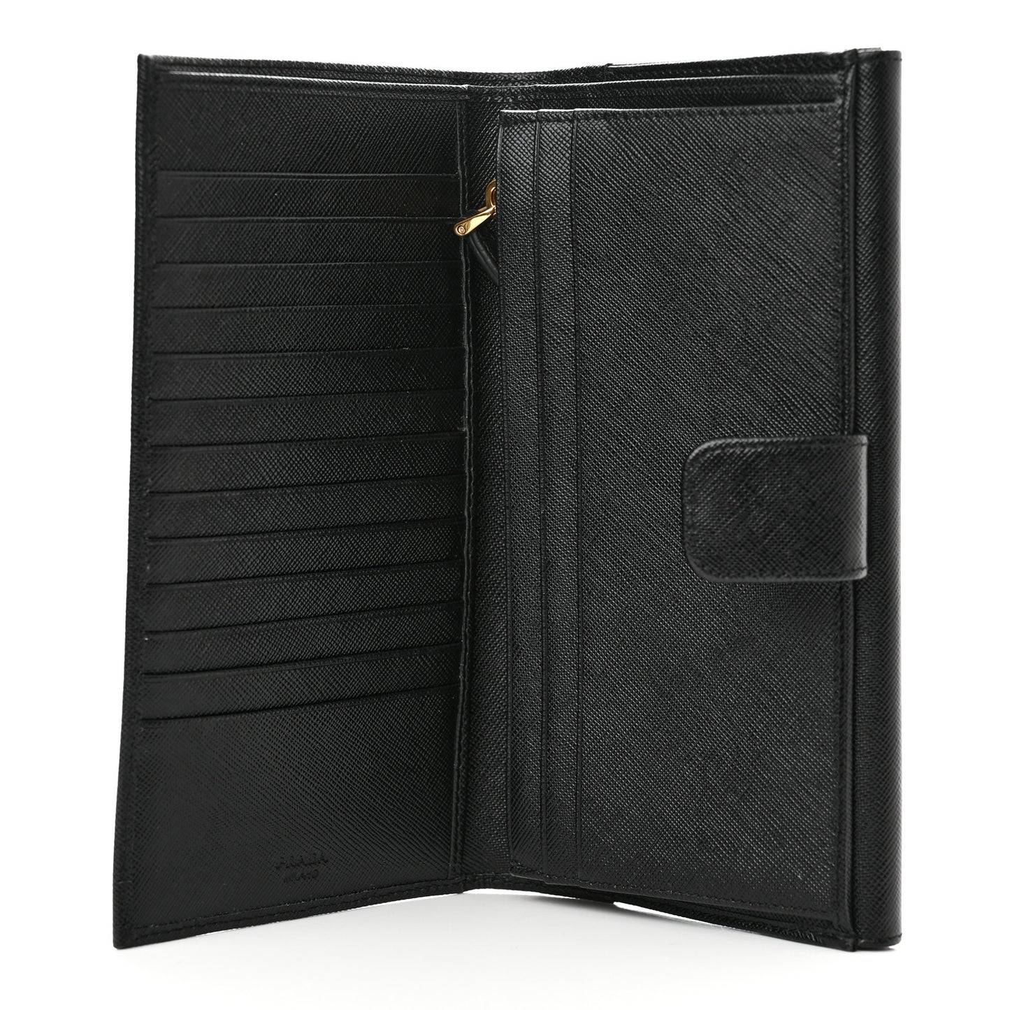 Saffiano Metal Large Flap Wallet Black