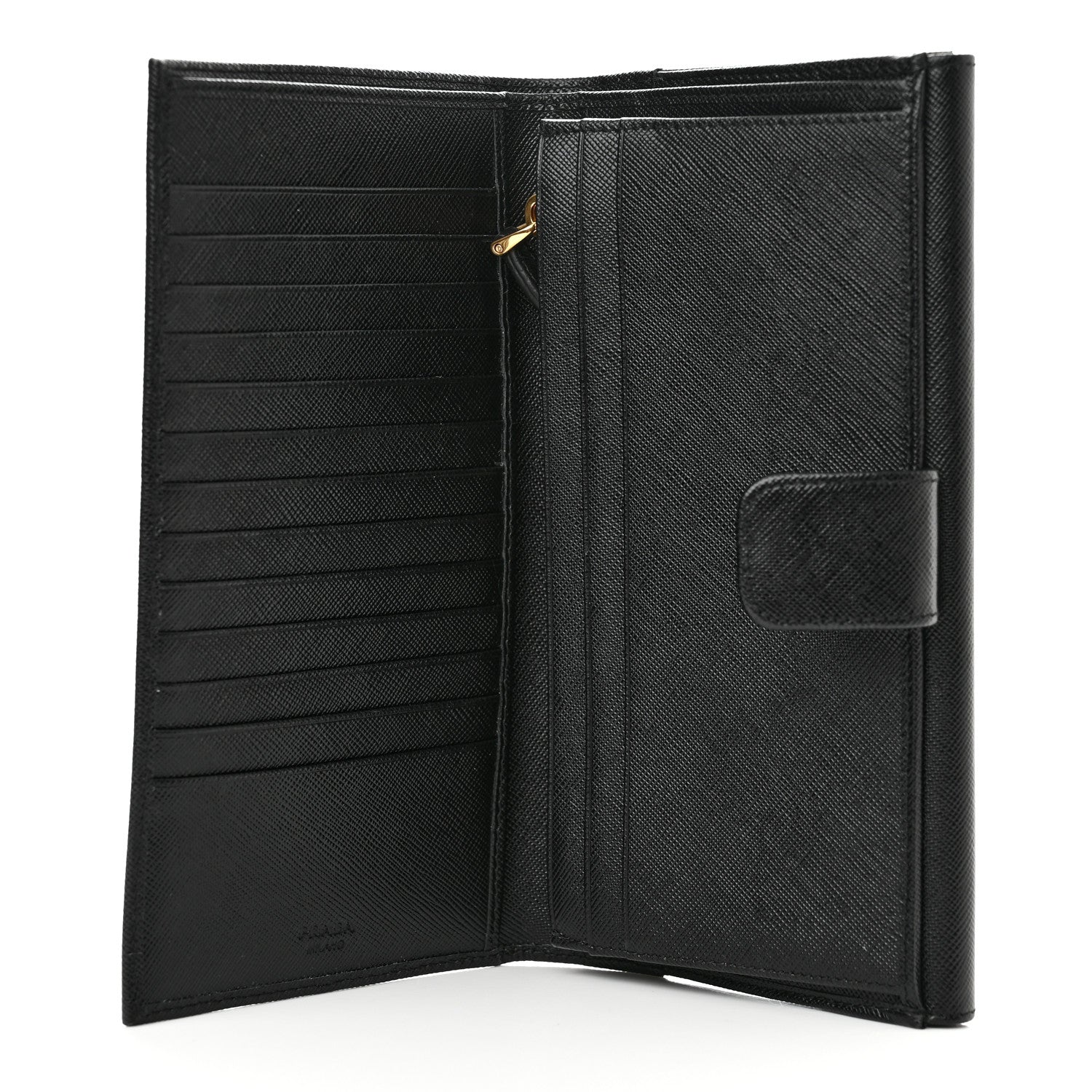 Prada Saffiano Metal Large Flap Wallet Black 6 of 12