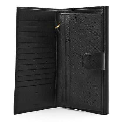 Prada Saffiano Metal Large Flap Wallet Black 6 of 12