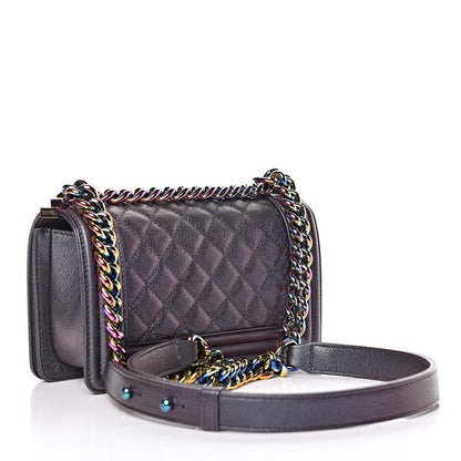 Chanel Iridescent Goatskin Quilted Small Boy Flap Purple 3 of 10